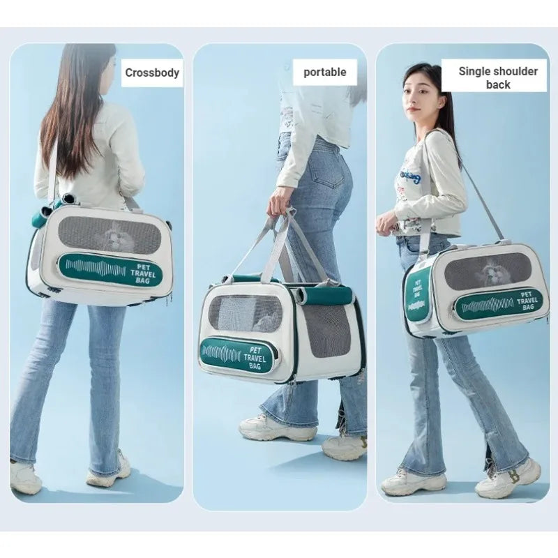 Portable Breathable Cat Carrier Bag - Large Space Pet Shoulder Bag for Outings - Image 4