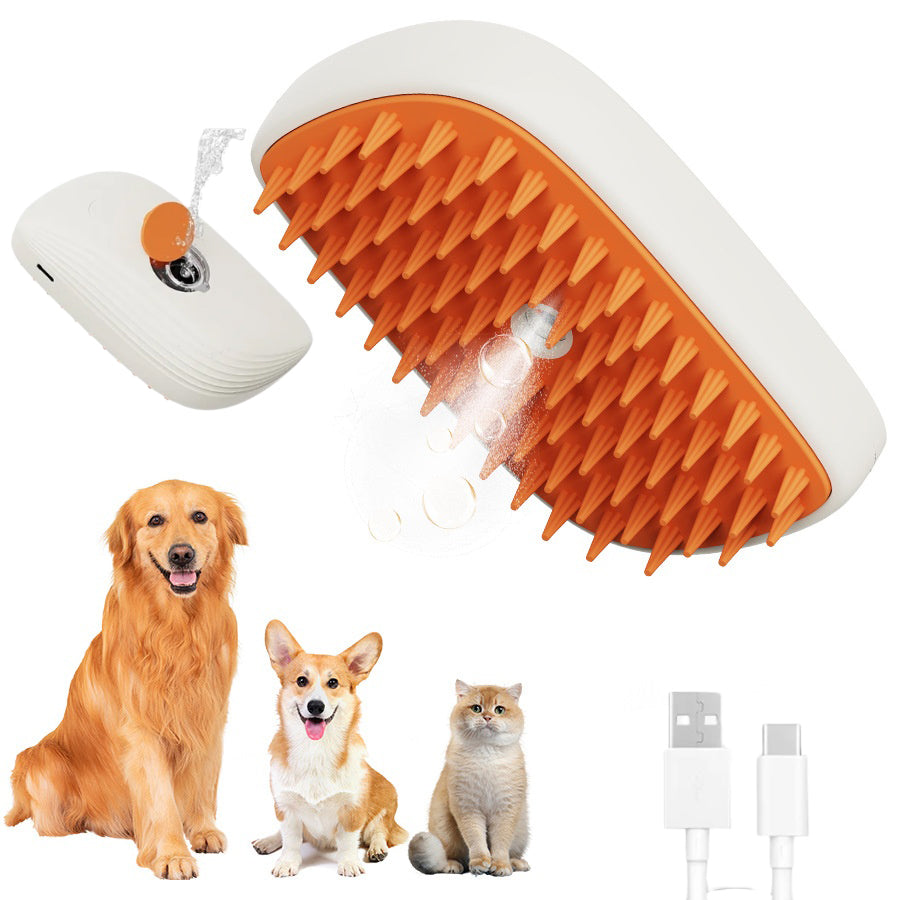 USB Rechargeable Pet Grooming Massage Comb with Steam Brush & Spray - Image 3